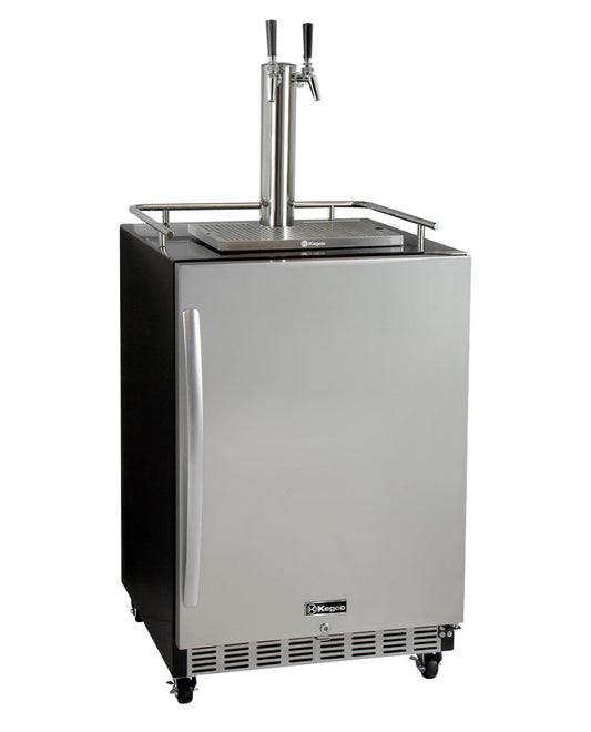 24" Wide Dual Tap Stainless Steel Commercial Right Hinge Built-In Kegerator with Kit-Kegerators-The Wine Cooler Club