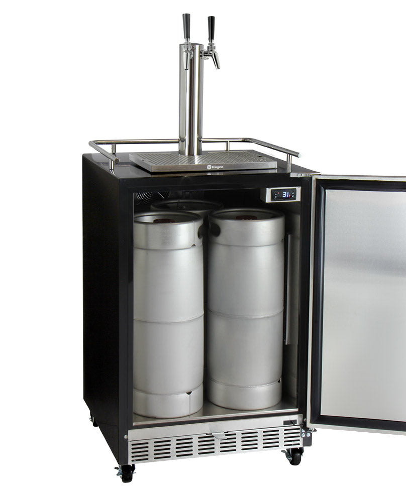 24" Wide Dual Tap Stainless Steel Commercial Built-In Left Hinge Kegerator with Kit-Kegerators-The Wine Cooler Club
