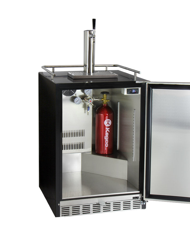 24" Wide Single Tap Stainless Steel Built-In Digital Left Hinge Kegerator with Kit-Kegerators-The Wine Cooler Club