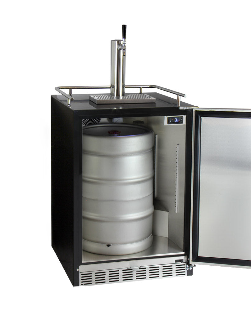 24" Wide Kombucha Single Tap Black Commercial Built-In Right Hinge Kegerator-Kegerators-The Wine Cooler Club