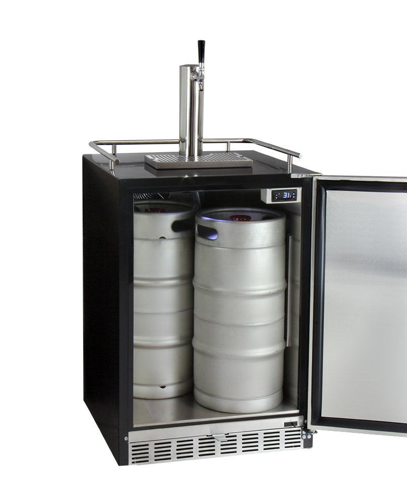 24" Wide Cold Brew Coffee Single Tap Black Commercial Built-In Right Hinge Kegerator-Kegerators-The Wine Cooler Club