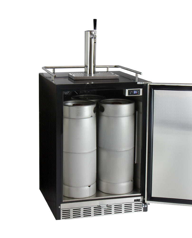 24" Wide Single Tap Stainless Steel Built-In Right Hinge Kegerator with Kit-Kegerators-The Wine Cooler Club