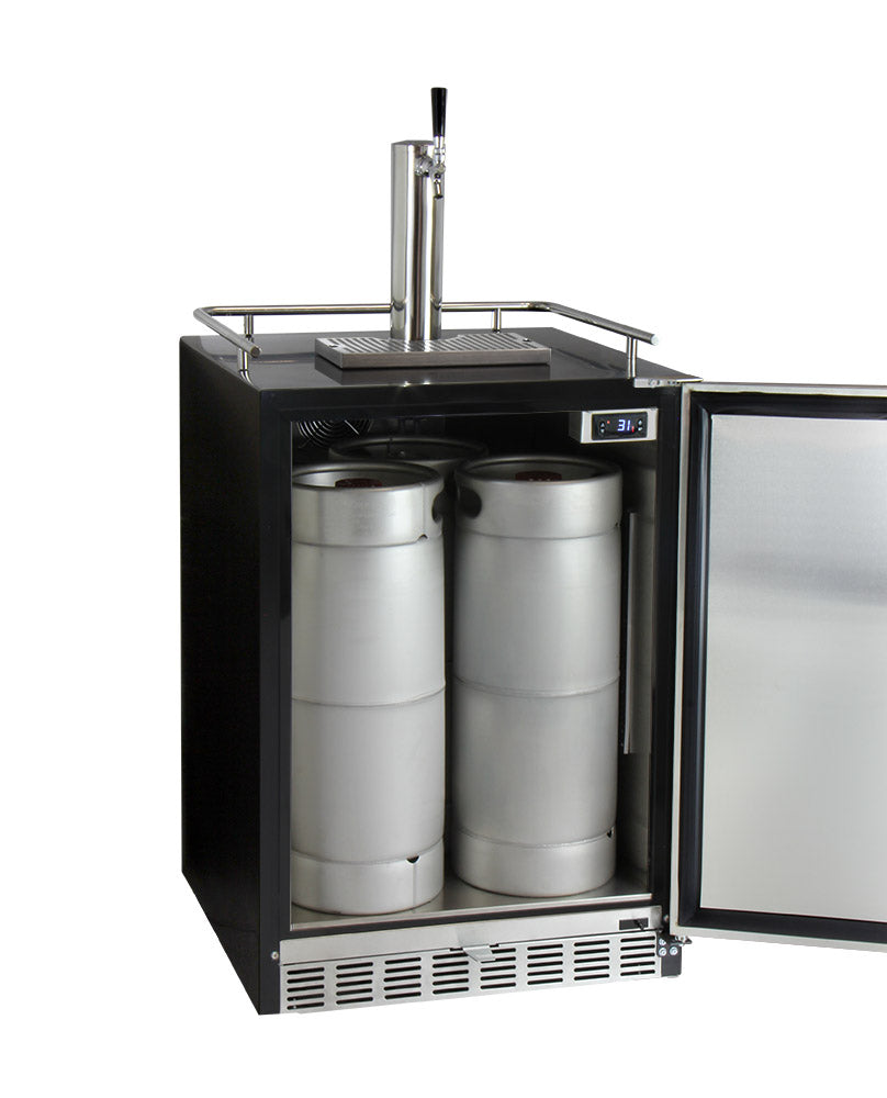 24" Wide Kombucha Single Tap Black Commercial Built-In Right Hinge Kegerator-Kegerators-The Wine Cooler Club