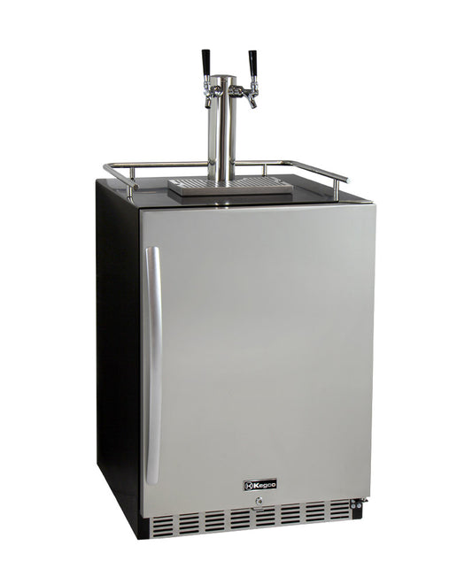 24" Wide Dual Tap Stainless Steel Built-In Right Hinge Kegerator with Kit-Kegerators-The Wine Cooler Club