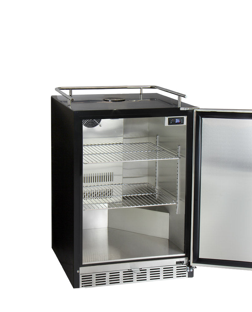 24" Wide Dual Tap Stainless Steel Built-In Left Hinge Kegerator with Kit-Kegerators-The Wine Cooler Club