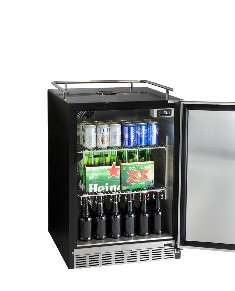 24" Wide Dual Tap Stainless Steel Built-In Left Hinge Kegerator with Kit-Kegerators-The Wine Cooler Club