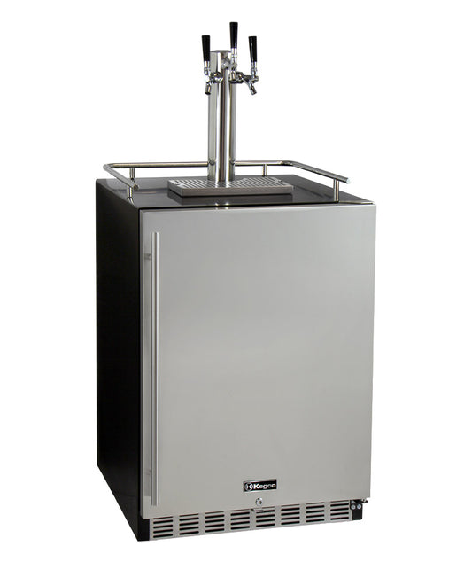 24" Wide Triple Tap Stainless Steel Built-In Right Hinge Kegerator with Kit-Kegerators-The Wine Cooler Club