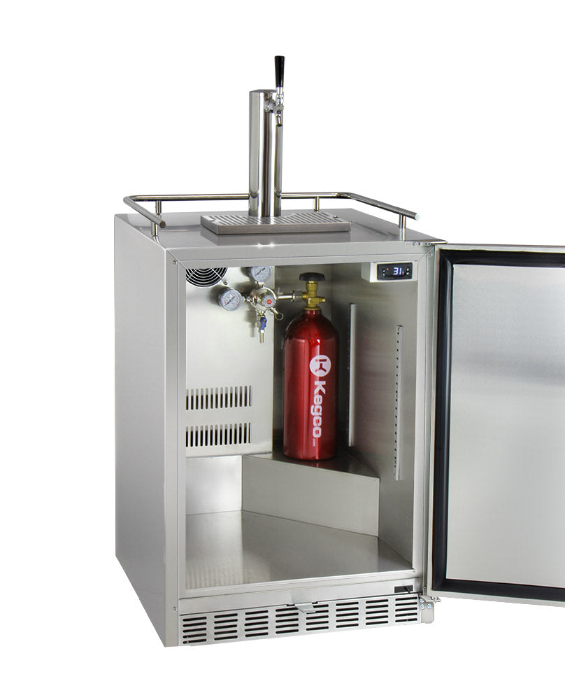 24" Wide Cold Brew Coffee Single Tap All Stainless Steel Outdoor Built-In Right Hinge Kegerator-Kegerators-The Wine Cooler Club