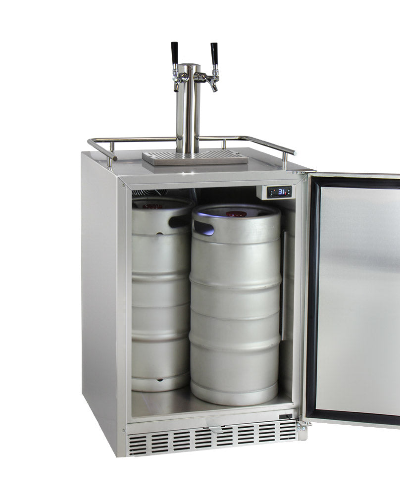 24" Wide Cold Brew Coffee Dual Tap All Stainless Steel Outdoor Built-In Right Hinge Kegerator-Kegerators-The Wine Cooler Club