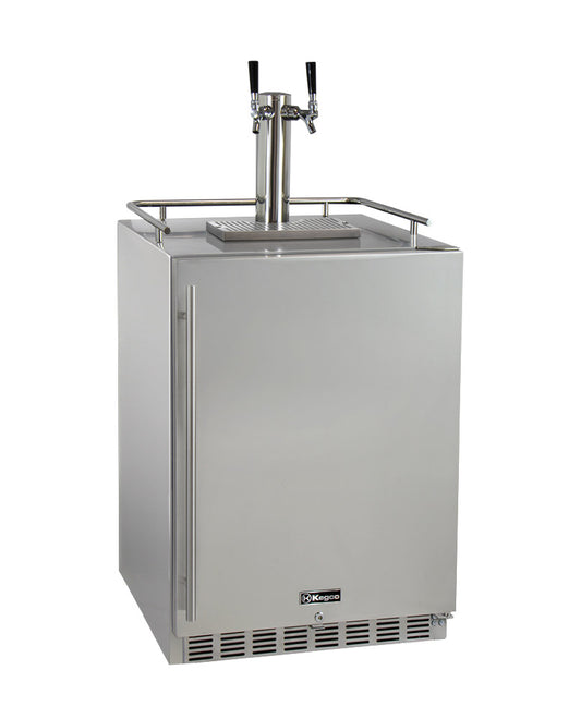 24" Wide Dual Tap All Stainless Steel Outdoor Built-In Right Hinge Kegerator with Kit-Kegerators-The Wine Cooler Club