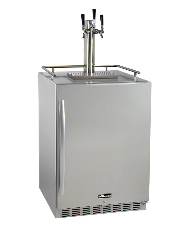 24" Wide Triple Tap All Stainless Steel Outdoor Built-In Right Hinge Kegerator with Kit-Kegerators-The Wine Cooler Club