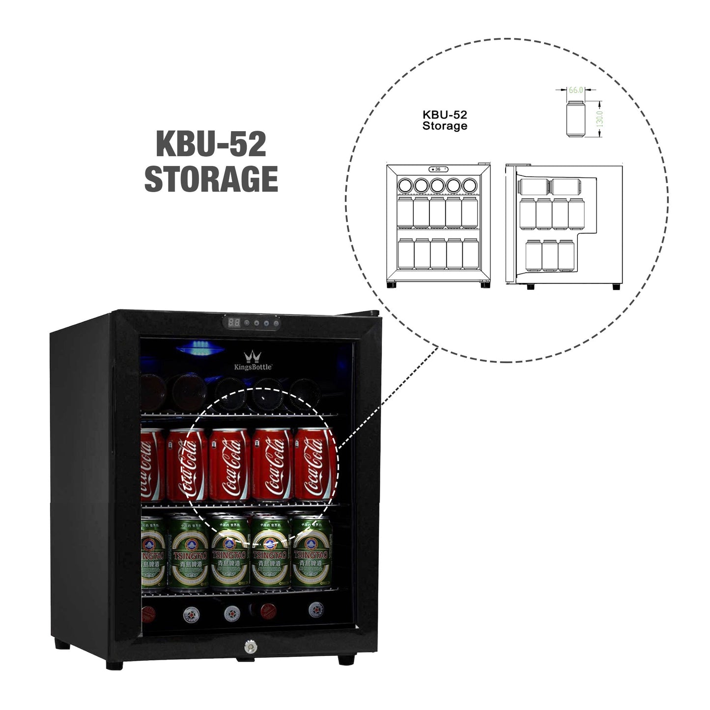 Kingsbottle 45 Can Compressor Mini Bar Fridge KBU-52-BP-Wine Coolers-The Wine Cooler Club