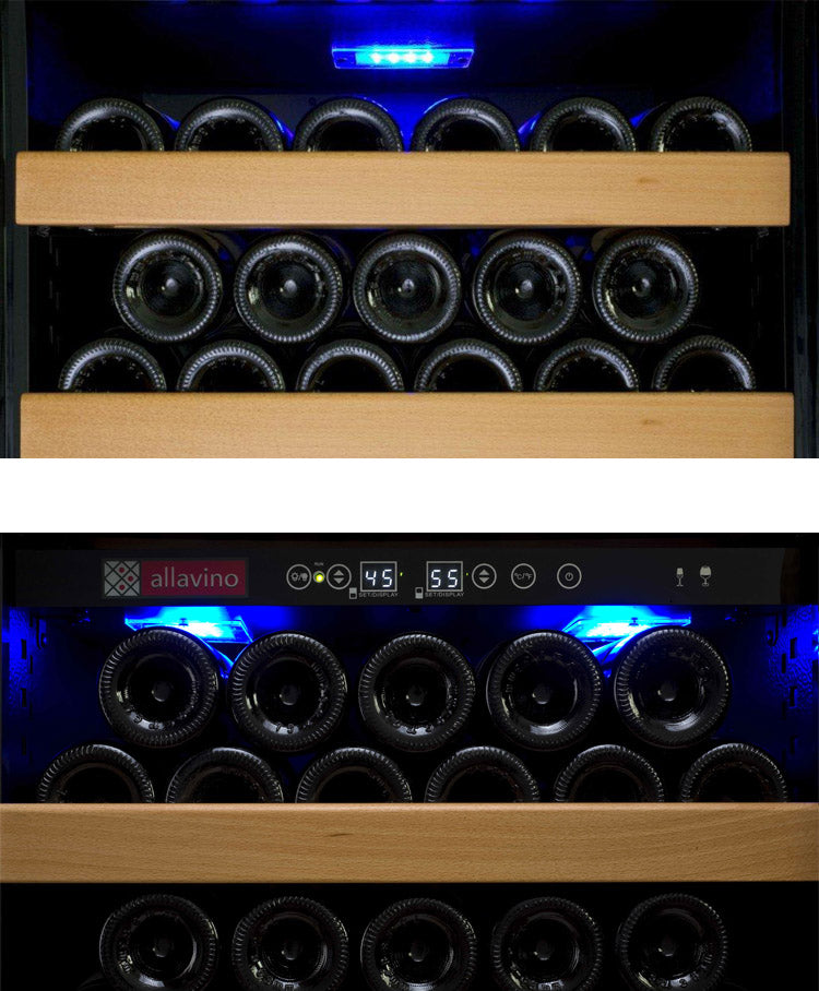 24" Wide Vite II Tru-Vino 99 Bottle Dual Zone Black Right Hinge Wine Refrigerator - AO YHWR99-2BR20-Wine Coolers-The Wine Cooler Club