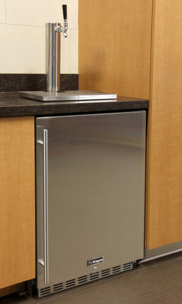 24" Wide Cold Brew Coffee Single Tap Black Commercial Built-In Right Hinge Kegerator-Kegerators-The Wine Cooler Club