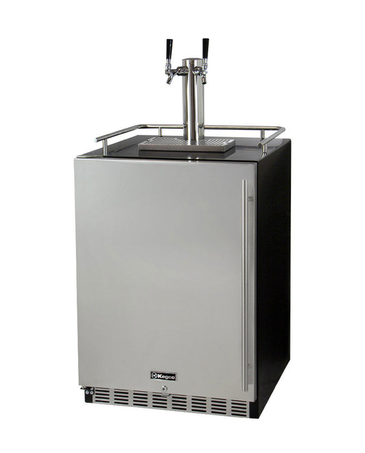 24" Wide Dual Tap Stainless Steel Built-In Left Hinge Kegerator with Kit-Kegerators-The Wine Cooler Club