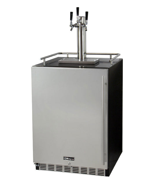 24" Wide Triple Tap Stainless Steel Built-In Left Hinge Digital Kegerator with Kit-Kegerators-The Wine Cooler Club