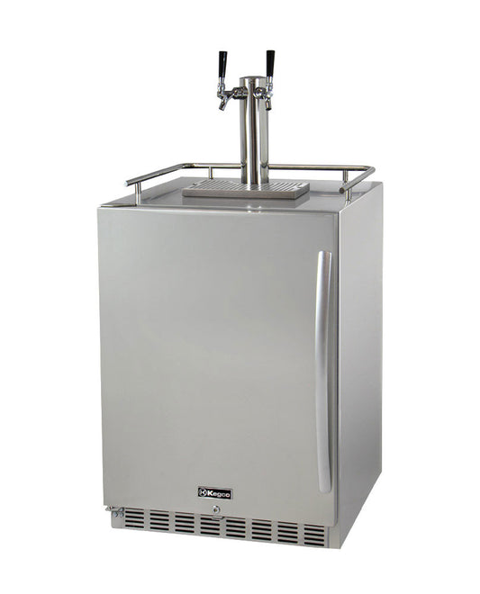 24" Wide Dual Tap All Stainless Steel Outdoor Built-In Left Hinge Kegerator with Kit-Kegerators-The Wine Cooler Club