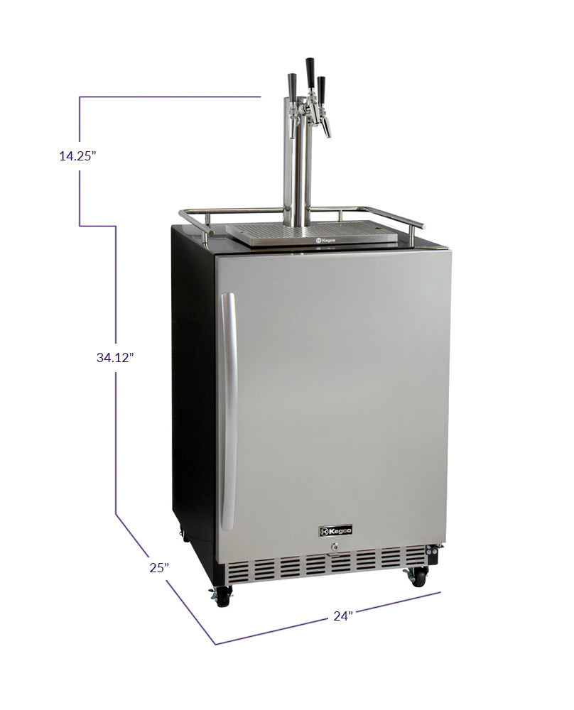24" Wide Triple Tap All Stainless Steel Commercial Built-In Kegerator with Kit-Kegerators-The Wine Cooler Club