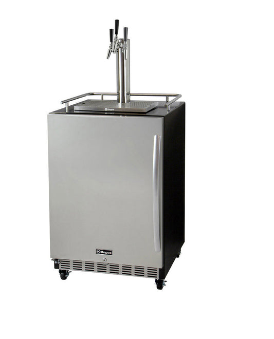 24" Wide Triple Tap Stainless Steel Commercial Built-In Left Hinge Kegerator with Kit-Kegerators-The Wine Cooler Club
