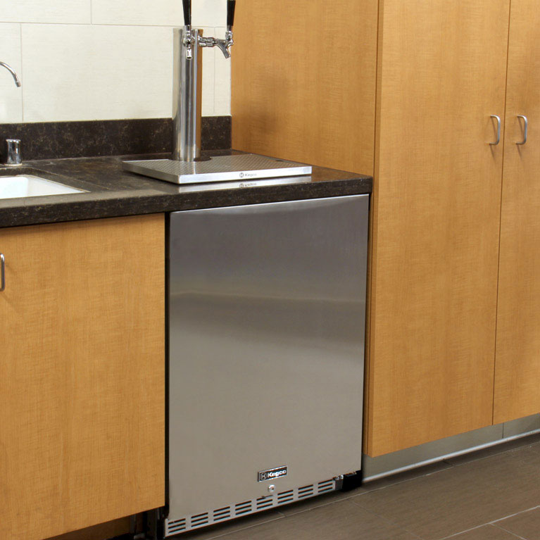 24" Wide Dual Tap Stainless Steel Built-In Left Hinge ADA Kegerator with Kit-Kegerators-The Wine Cooler Club