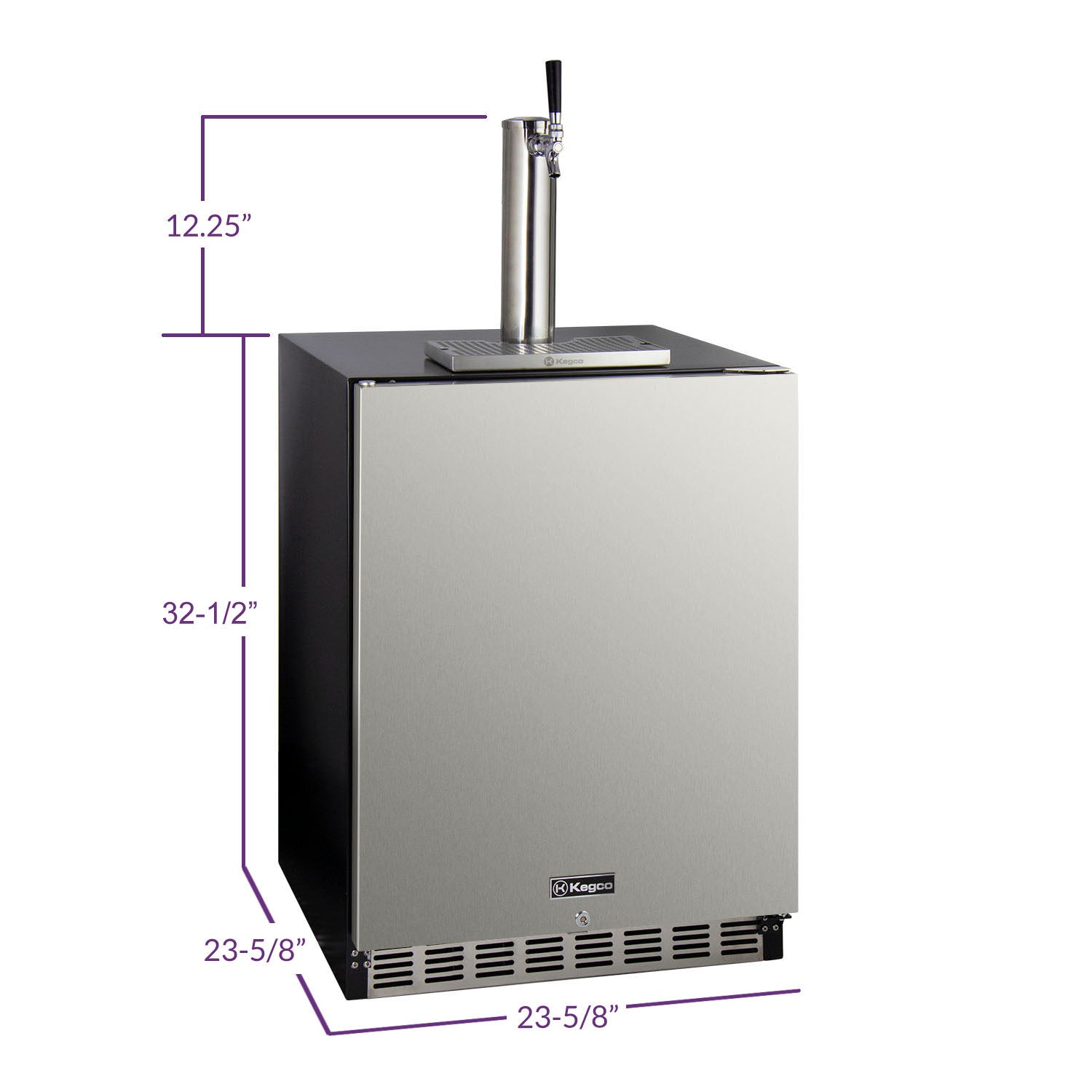 24" Wide Single Tap Stainless Steel Built-In Left Hinge ADA Kegerator with Kit-Kegerators-The Wine Cooler Club