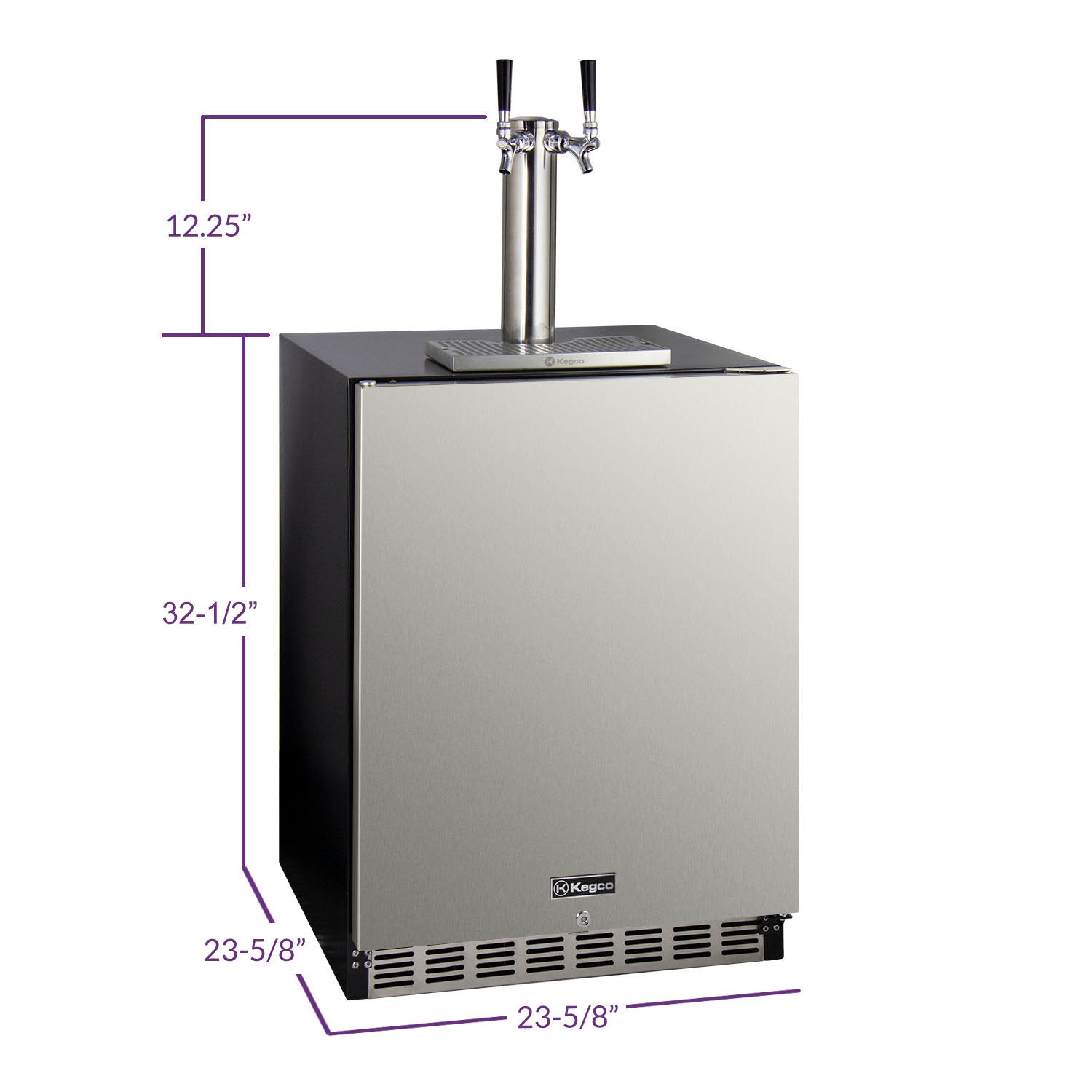24" Wide Dual Tap Stainless Steel Built-In Left Hinge ADA Kegerator with Kit-Kegerators-The Wine Cooler Club