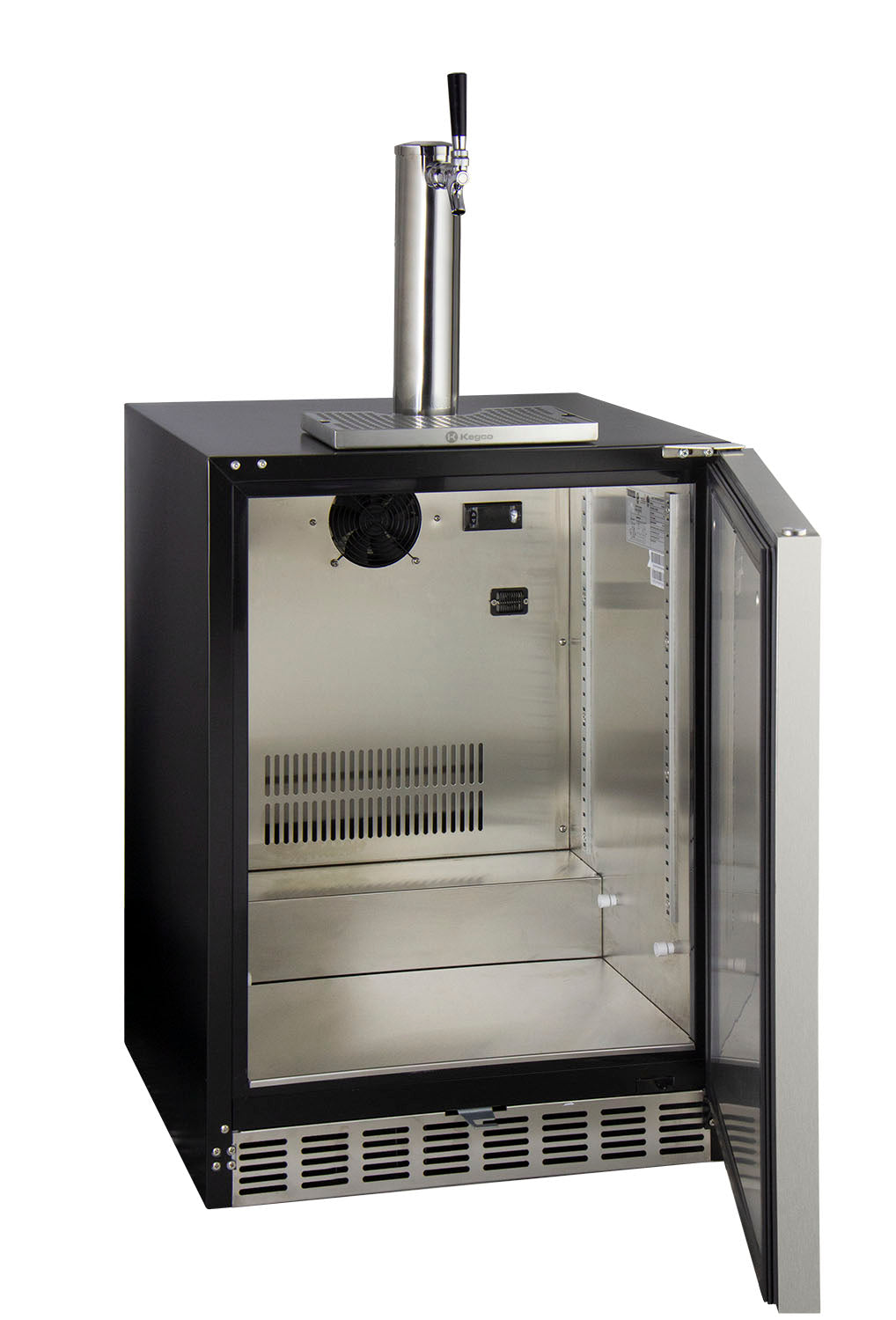 24" Wide Single Tap Stainless Steel Built-In Left Hinge ADA Kegerator with Kit-Kegerators-The Wine Cooler Club