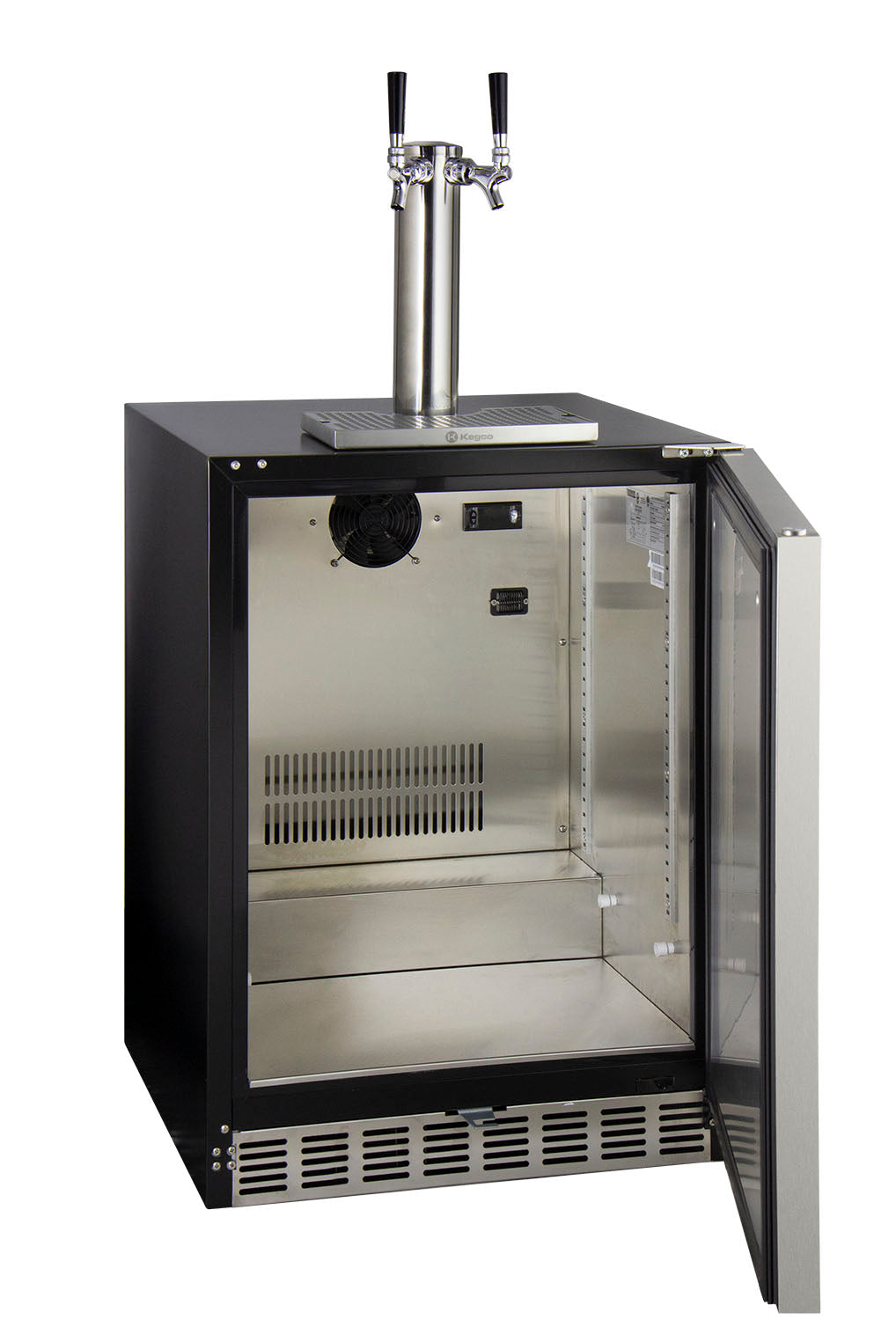 24" Wide Dual Tap Stainless Steel Built-In Left Hinge ADA Kegerator with Kit-Kegerators-The Wine Cooler Club