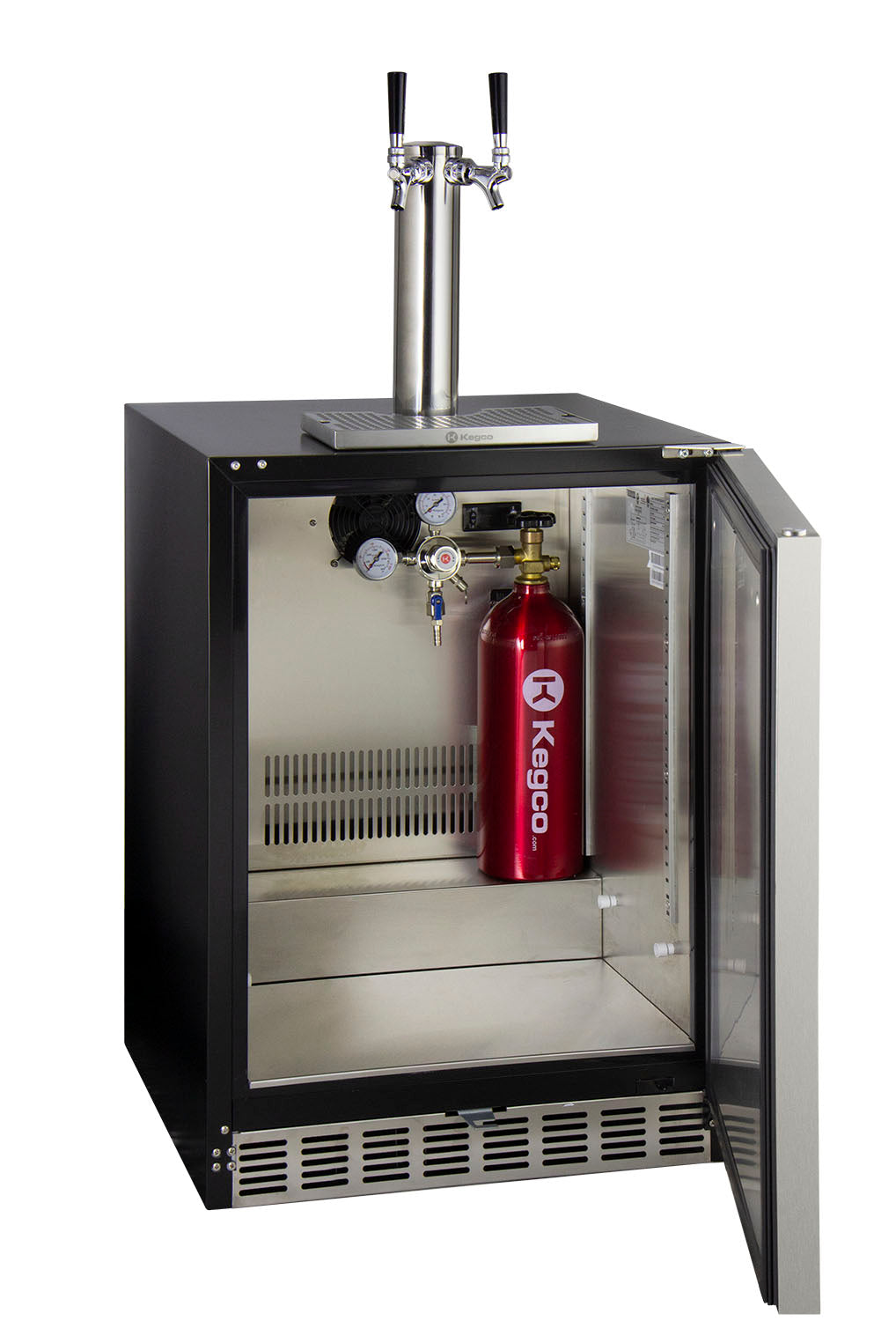 24" Wide Dual Tap Stainless Steel Built-In Left Hinge ADA Kegerator with Kit-Kegerators-The Wine Cooler Club