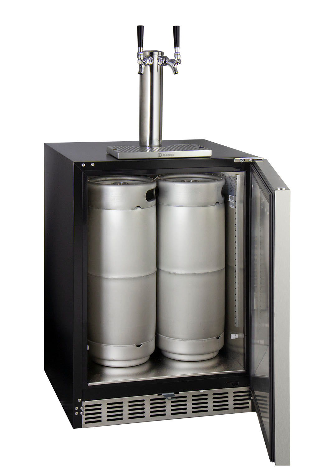24" Wide Dual Tap Stainless Steel Built-In Left Hinge ADA Kegerator with Kit-Kegerators-The Wine Cooler Club