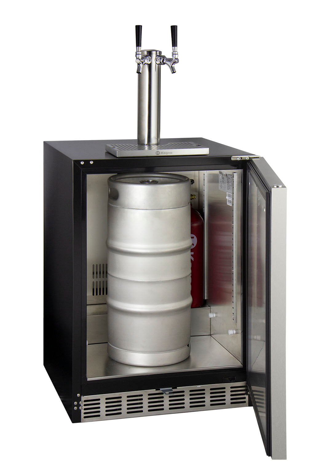 24" Wide Dual Tap Stainless Steel Built-In Left Hinge ADA Kegerator with Kit-Kegerators-The Wine Cooler Club