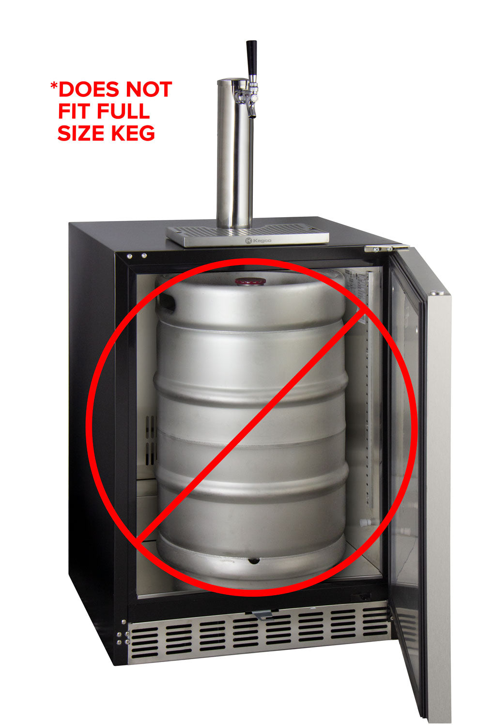 24" Wide Single Tap Stainless Steel Built-In Left Hinge ADA Kegerator with Kit-Kegerators-The Wine Cooler Club