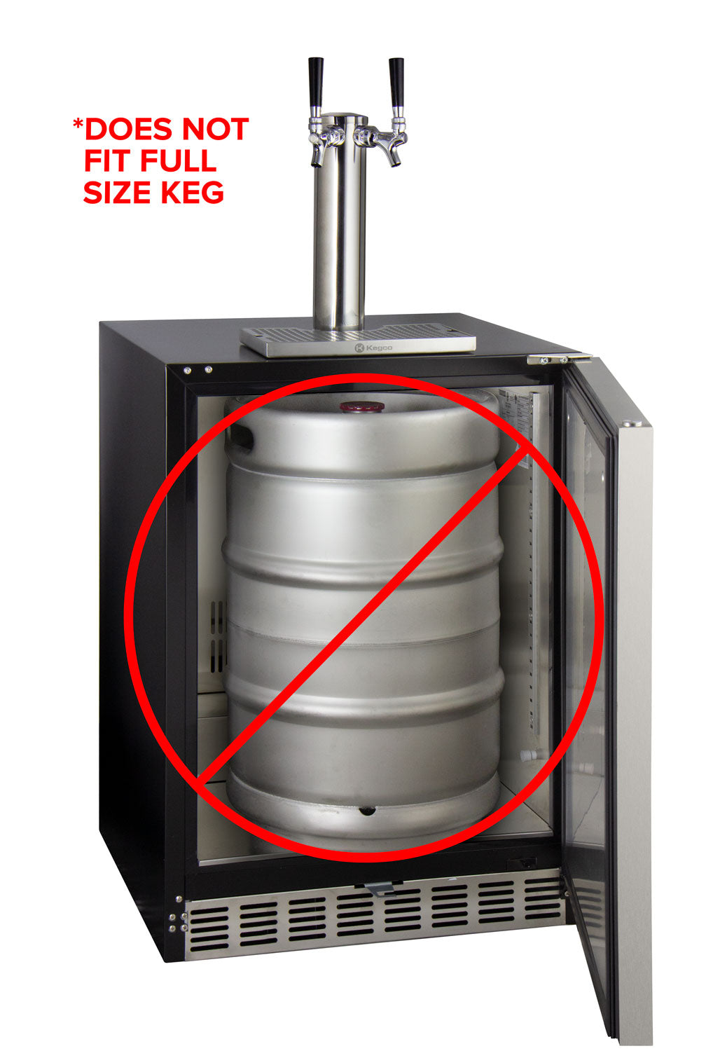 24" Wide Dual Tap Stainless Steel Built-In Left Hinge ADA Kegerator with Kit-Kegerators-The Wine Cooler Club