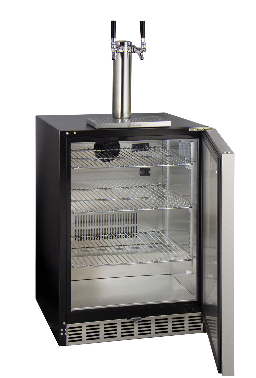 24" Wide Dual Tap Stainless Steel Built-In Left Hinge ADA Kegerator with Kit-Kegerators-The Wine Cooler Club