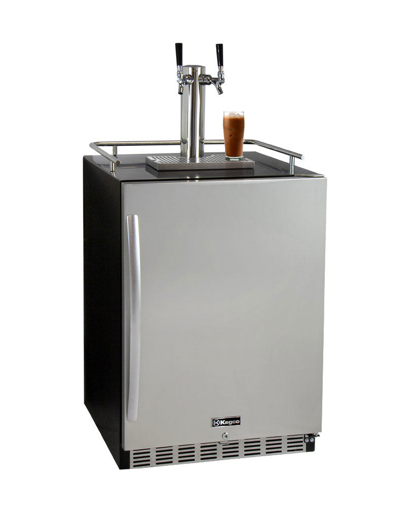 24" Wide Cold Brew Coffee Dual Tap Black Commercial Built-In Right Hinge Kegerator-Kegerators-The Wine Cooler Club