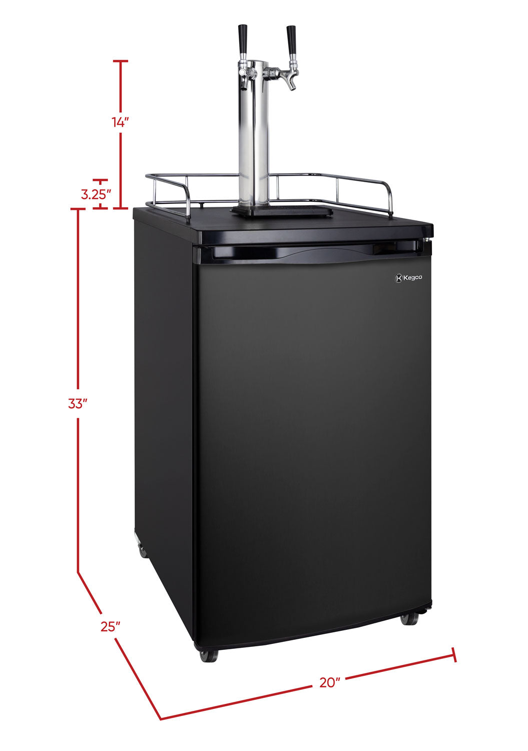 20" Wide Cold Brew Coffee Dual Tap Black Kegerator-Kegerators-The Wine Cooler Club