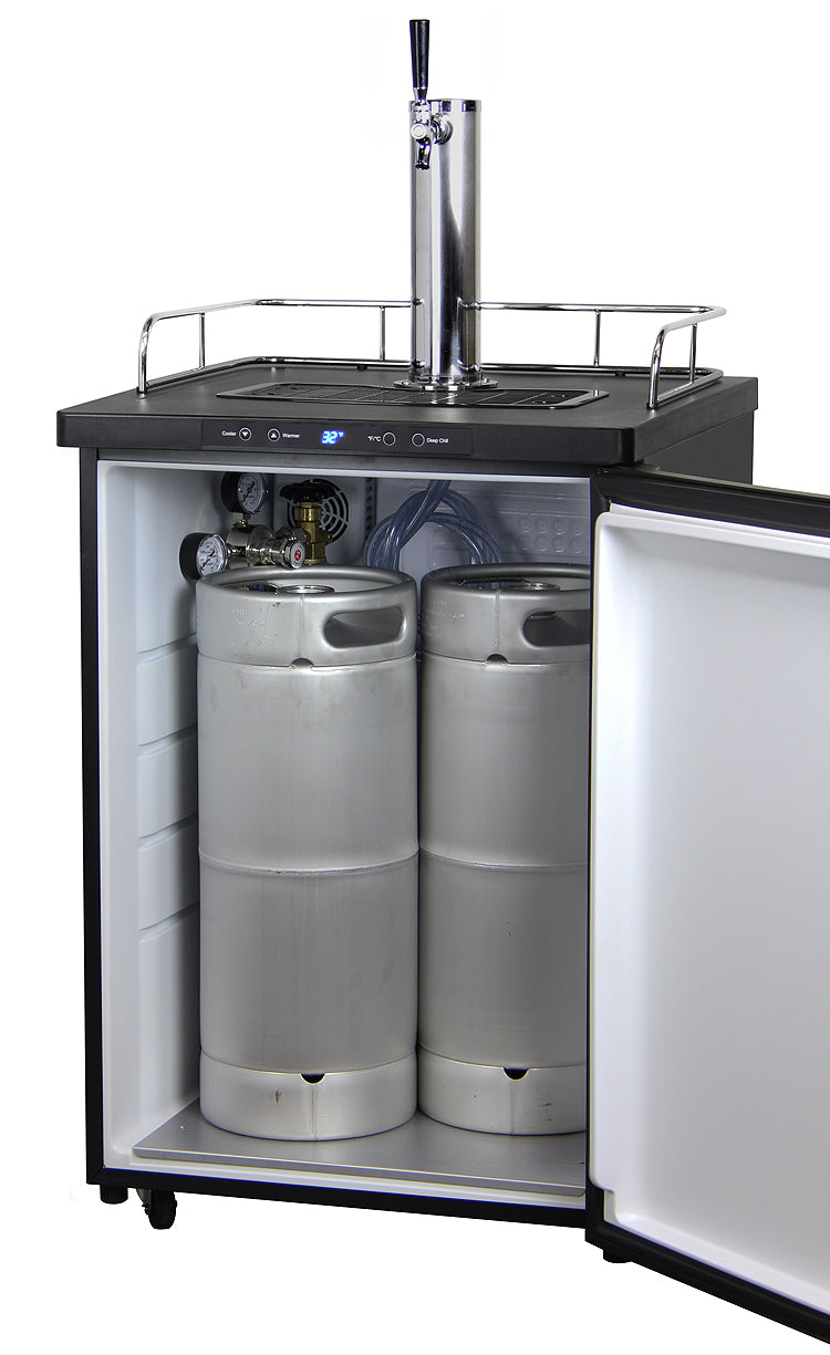 24" Wide Kombucha Single Tap Black Stainless Steel Kegerator-Kegerators-The Wine Cooler Club