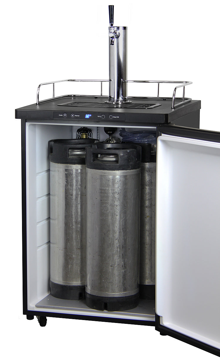 24" Wide Kombucha Single Tap Black Stainless Steel Kegerator-Kegerators-The Wine Cooler Club