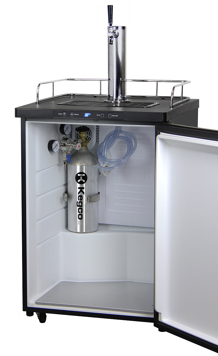 24" Wide Kombucha Single Tap Black Stainless Steel Kegerator-Kegerators-The Wine Cooler Club