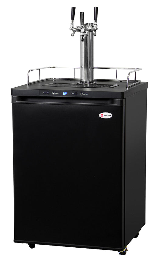 24" Wide Kombucha Triple Tap Black Kegerator-Kegerators-The Wine Cooler Club