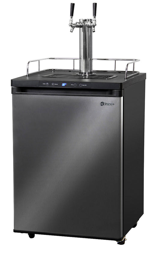 24" Wide Homebrew Dual Tap Black Stainless Steel Digital Kegerator-Kegerators-The Wine Cooler Club