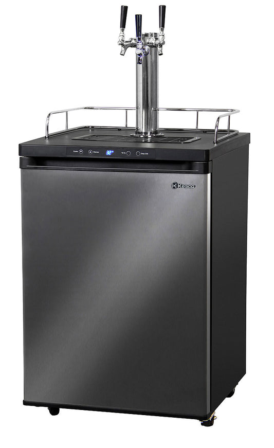 24" Wide Homebrew Triple Tap Black Stainless Steel Digital Kegerator-Kegerators-The Wine Cooler Club