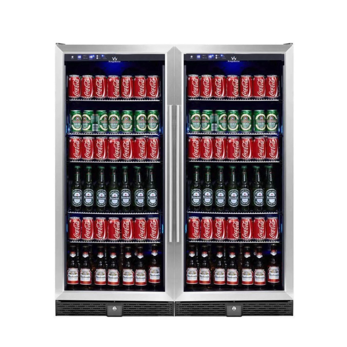 Kingsbottle 56" Tall Beverage Fridge Center Freestanding KBU100BX-SS, LHH-Refrigerators-The Wine Cooler Club