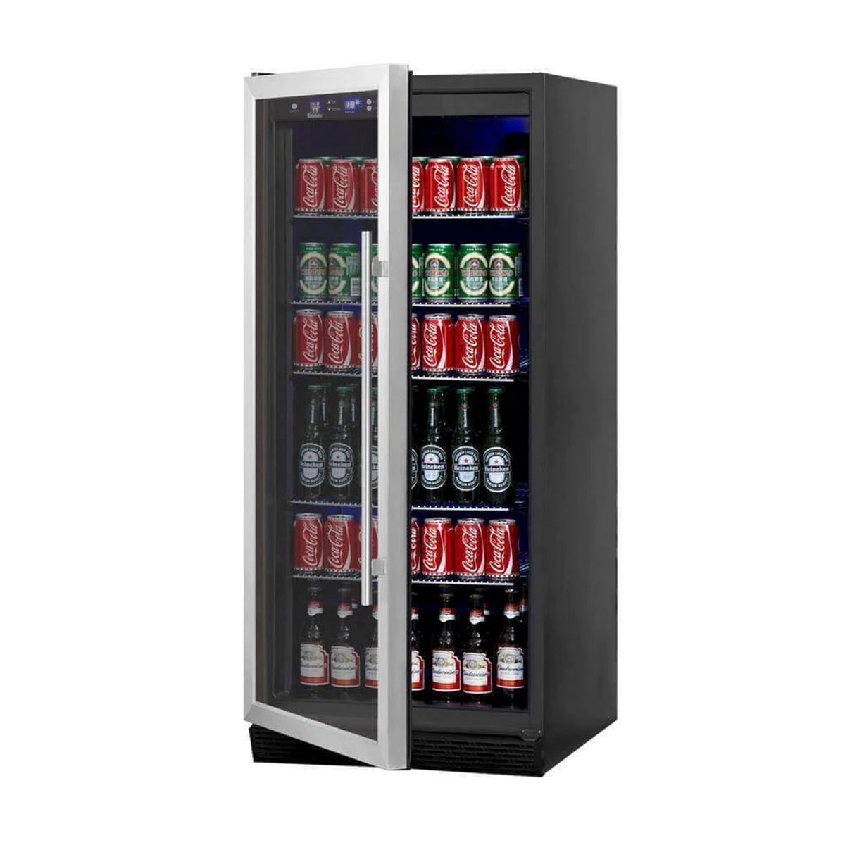 Kingsbottle 56" Tall Beverage Fridge Center Freestanding KBU100BX-SS, LHH-Refrigerators-The Wine Cooler Club