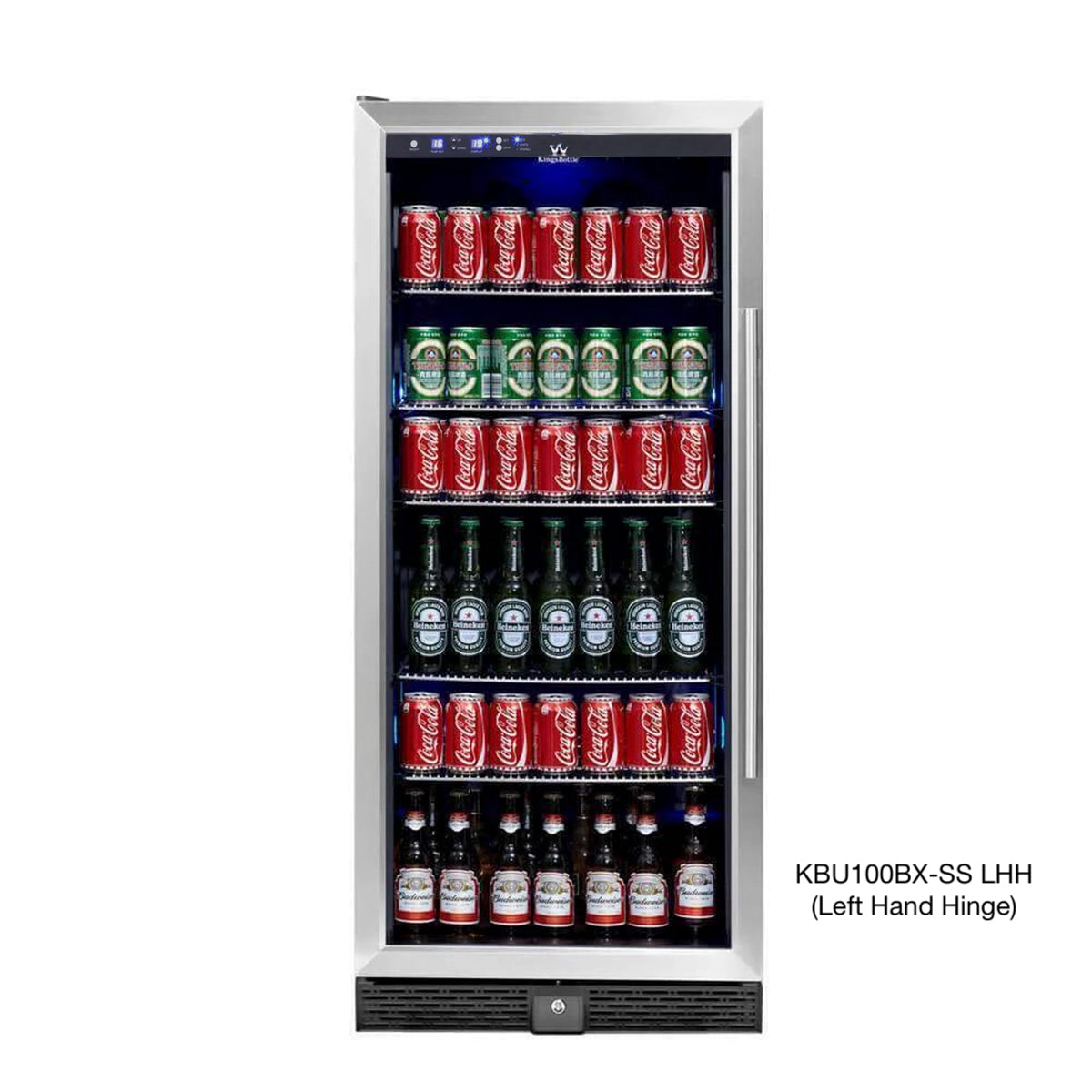 Kingsbottle 56" Tall Beverage Fridge Center Freestanding KBU100BX-SS, LHH-Refrigerators-The Wine Cooler Club