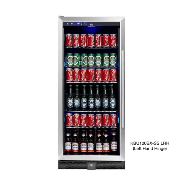 Kingsbottle 56 Tall Beverage Fridge Center Freestanding KBU100BX-SS, LHH-Refrigerators-The Wine Cooler Club