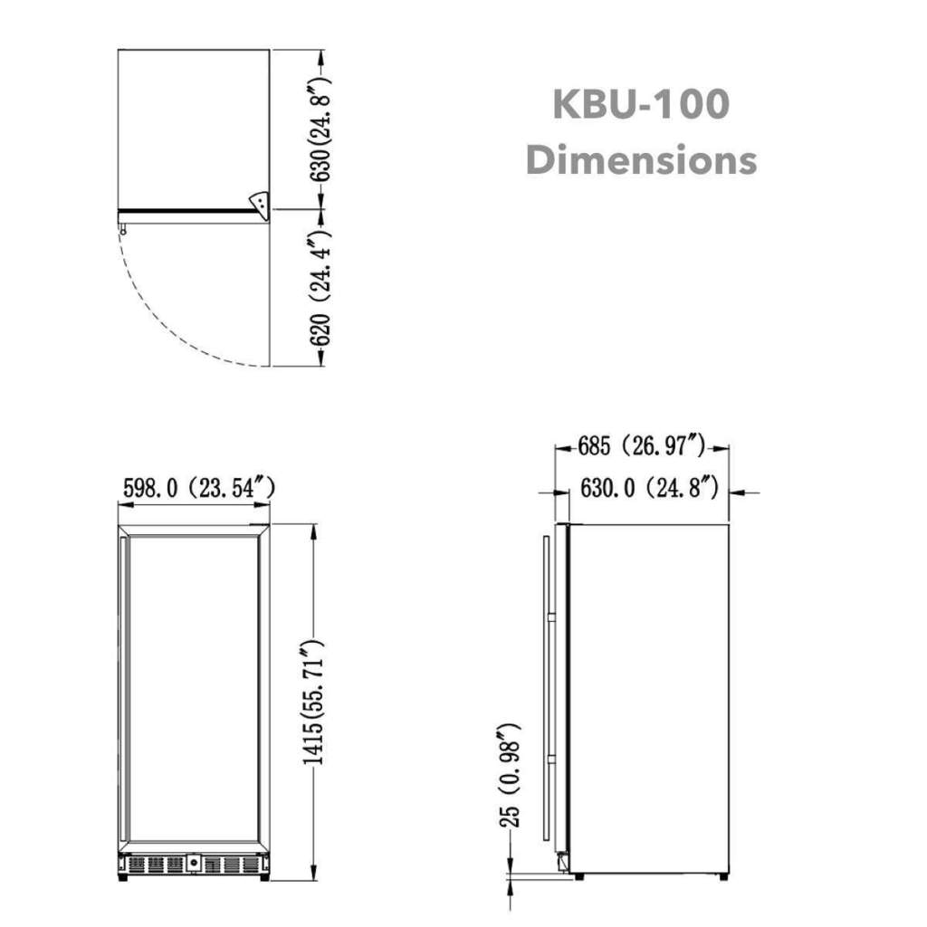 Kingsbottle 56" Tall Beverage Fridge Center Freestanding, Black KBU100BX-FG, RHH-Wine Coolers-The Wine Cooler Club