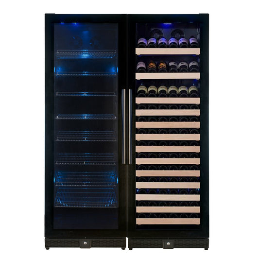 Kingsbottle 72" Large Wine And Beverage Cooler Drinks Combo With Clear Door KBU170BW2-FG-Wine and Beverage Fridges-The Wine Cooler Club