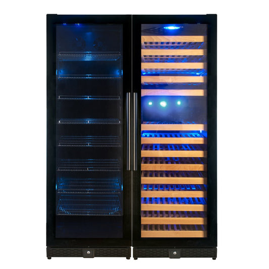 Kingsbottle 72" Tall Beer And Wine Refrigerator Combo With Glass Door KBU170BW3-FG-Wine Coolers-The Wine Cooler Club