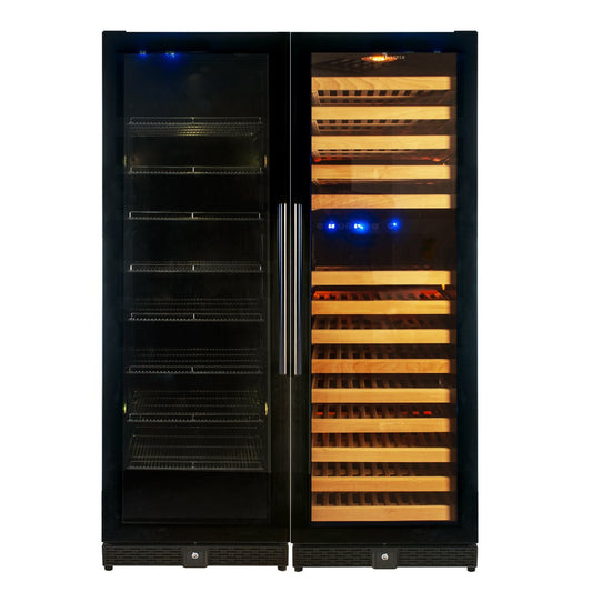 Kingsbottle 72" Tall Beer And Wine Refrigerator Combo With Glass Door KBU170BW3-FG-Wine Coolers-The Wine Cooler Club